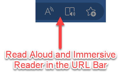 Read aloud and immersive reader button in Edge
