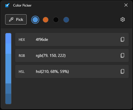 A screenshot of the colour picker using Microsoft PowerToys